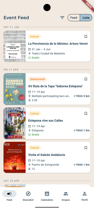 Qué Pasa — Feed list view